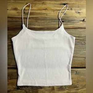 Pink solid rib knit cami